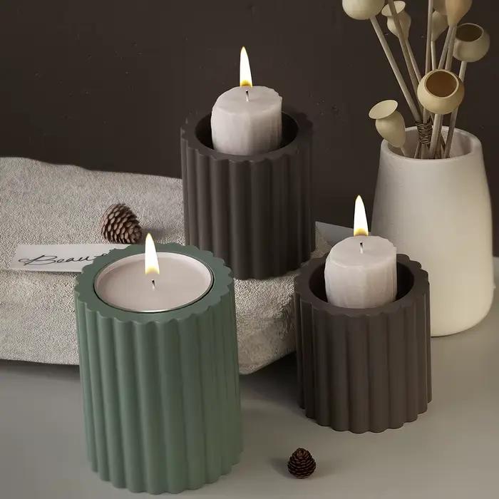 Moule en Silicone pour chandelier à rayures cylindriques