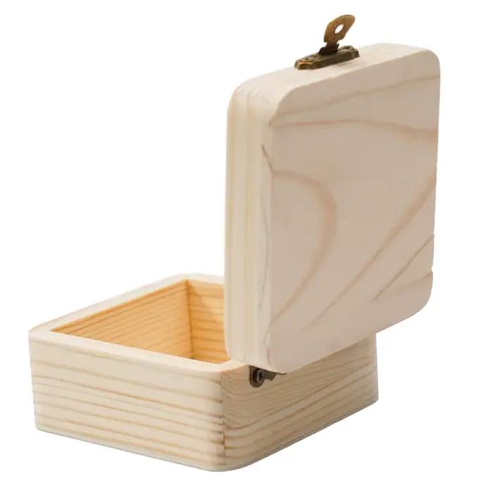 Boîte de Rangement en Bois Uni avec Couvercle