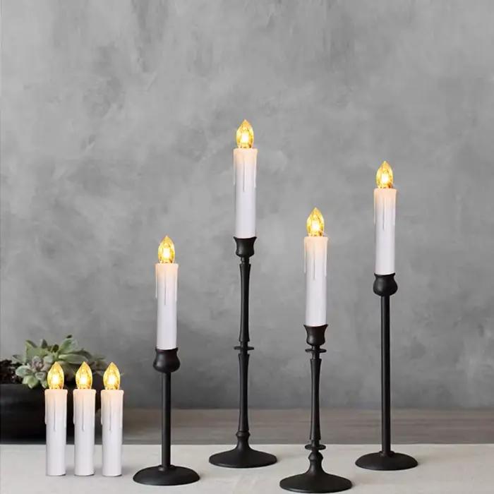 Bougie LED réaliste à effet de flamme vacillante, 200 heures, avec télécommande et minuterie, lumière chaude, pour cadeau, décoration intérieure, centre de table, mariage, lumières d'arbre artificiel