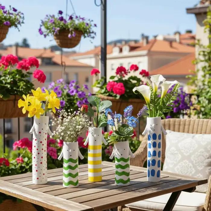 Porte-fleurs en résine peinte de style bohème