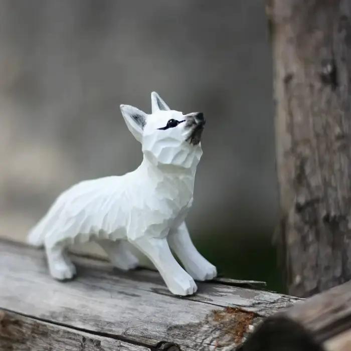 Sculpture sur bois de renard d'art moderne