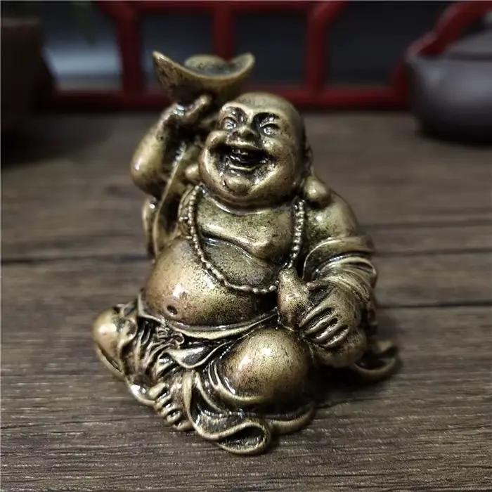 Statue de Bouddha rieur couleur bronze