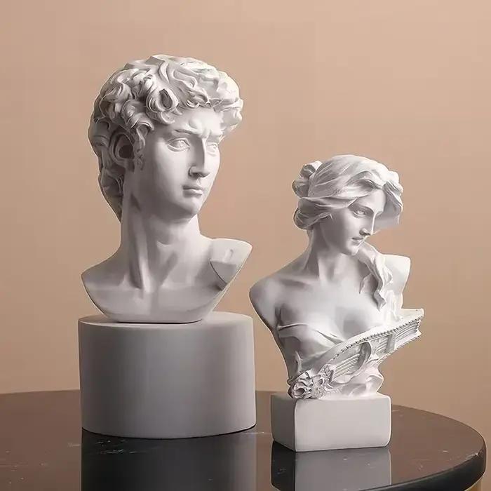 Statue buste en résine de Michelangelo David grec