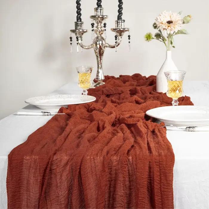 Chemin de Table en gaze vert sauge, nappe en tissu Boho pour mariage, décor de réception-cadeau pour bébé, fête d'anniversaire de saint-valentin