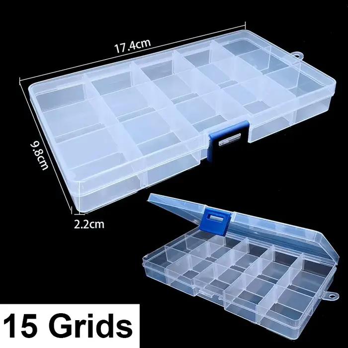 Boîte à bijoux à compartiment réglable 1-24 grilles boîtes de rangement en plastique Transparent conteneur perles boucle d'oreille Rectangle organisateur boîte