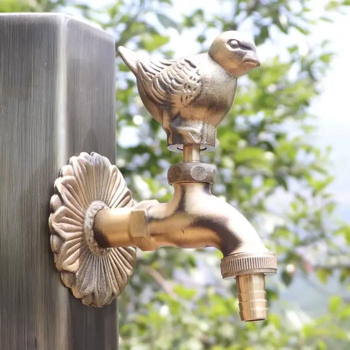 Robinet de jardin décoratif extérieur en forme d'animal, robinet en laiton vert/Antique pour laver la serpillière/arrosage du jardin