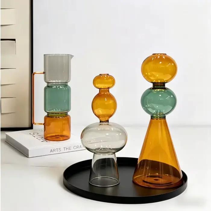 Vase en verre transparent à double couche