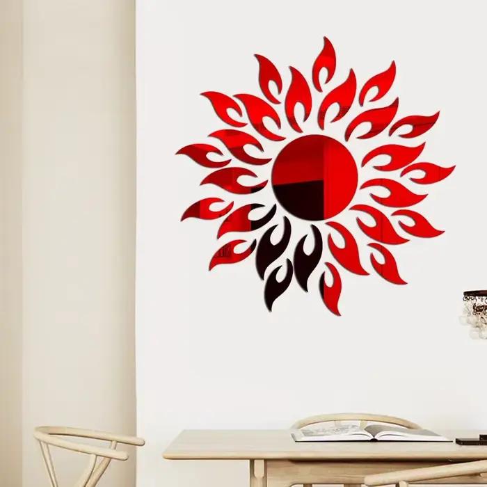 Autocollant Mural tournesol miroir acrylique auto-adhésif réfléchissant