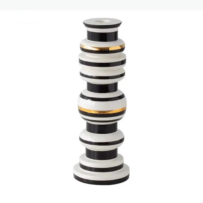 Porte-bougie cylindrique en céramique plaqué or, décoration de bureau, bougeoir romantique, brûleur de cire fondue, support de bougie, décoration moderne pour la maison