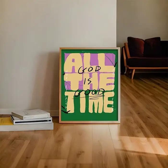 Affiche murale rétro chrétienne avec citation de dieu est bon tout le temps, imprimés sur toile, peinture de jésus, décor artistique de la Bible pour la maison et le salon