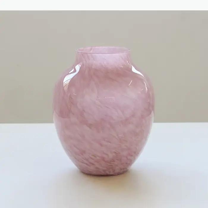 Vase en verre dégradé rose, pots de plantes, décoration de table, fleurs artificielles, arrangement floral décoratif, vases, décoration esthétique de la pièce