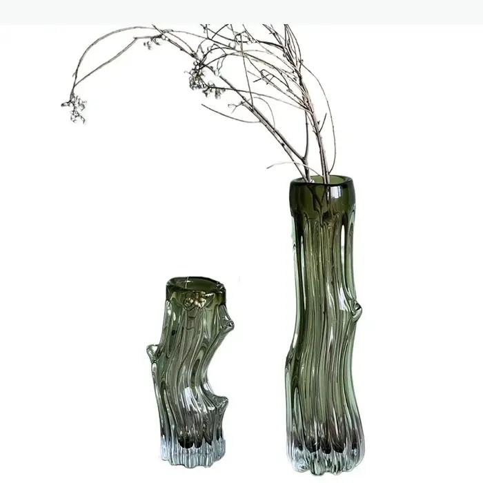 Vase en verre transparent en forme de tronc d'arbre, décoration de bureau, arrangement floral, pots de fleurs hydroponiques, vases floraux, décoration esthétique de la pièce