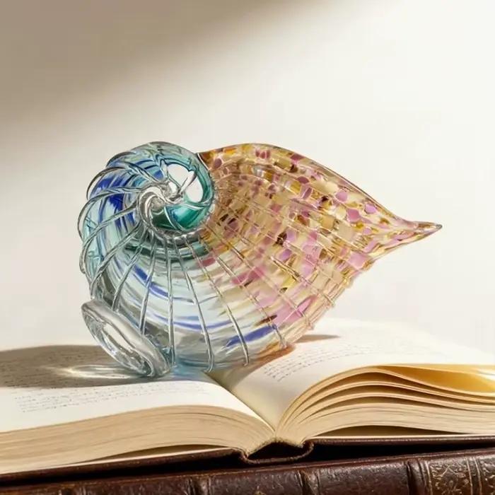Vase en verre en forme de coquillage simulé, accessoire floral, bouteille en verre transparent dégradé, pot de fleurs