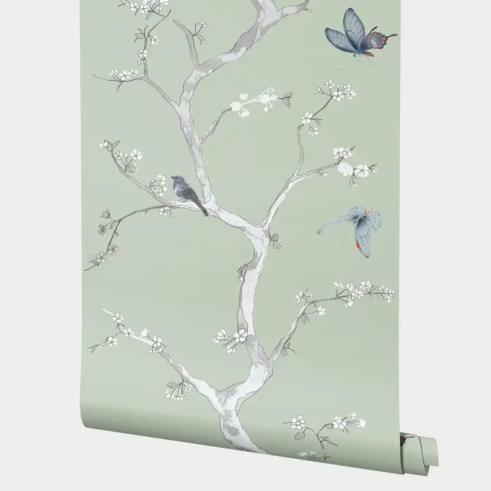 Papier peint adhésif Floral Chic arbre oiseau papillon de Style Oriental
