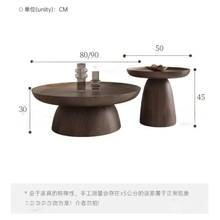 Table basse ronde en bois de noyer noir style minimaliste moderne pour salon occasions spéciales et cadeaux-decoration-interieur