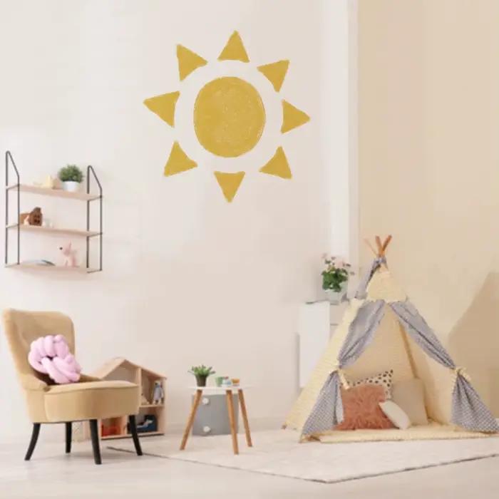 Papier peint demi-soleil en vinyle autocollant mural boho pour chambre de bébé décoration murale enfants stickers animaux chambre à coucher