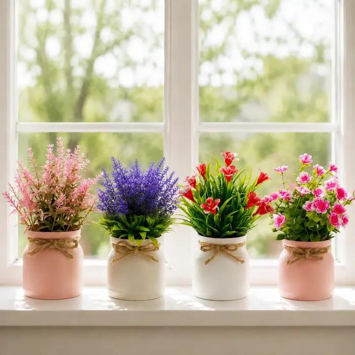 Petites plantes artificielles avec pot, plante artificielle pour la décoration de la maison, du salon, de la chambre, de l'entrée, du cabinet, du bureau, du comptoir, du rebord de fenêtre