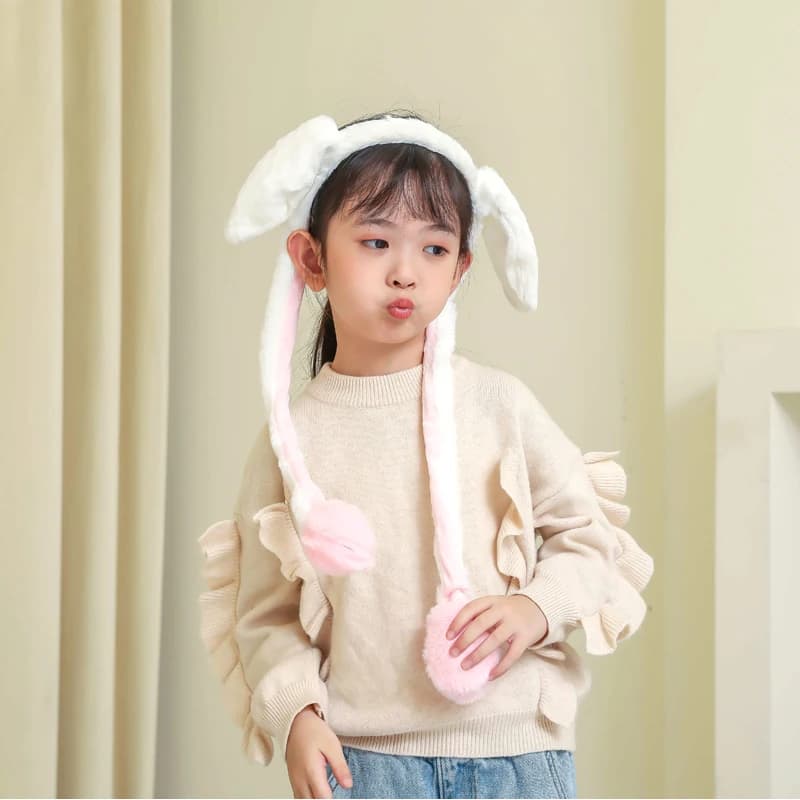 Chapeau de lapin avec oreilles mobiles, bandeau drôle, oreilles rampantes lors de la pattes, bandeau