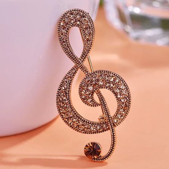 BUCOMEOI-Broche Vintage en Strass, Grande Note de Musique, Bijoux Antiques, Cadeau Spécial pour Dame