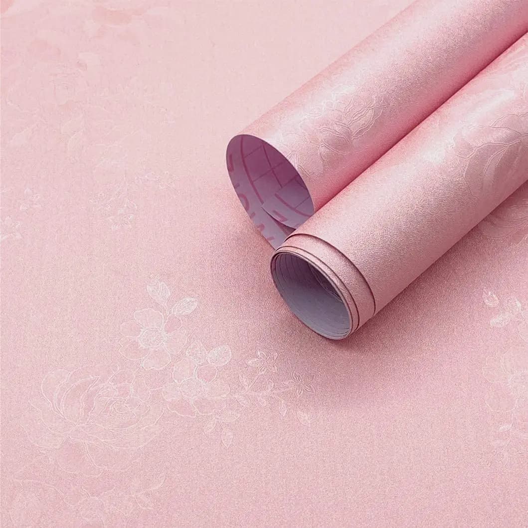 Papier Peint Auto-Adhésif Rose Solide Imperméable à Motif Floral, Décoration de Meubles et de Chambr