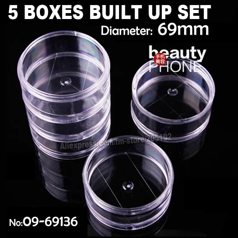 Boîte de rangement ronde transparente pour accessoires, étui de rangement pour bricolage, travail à