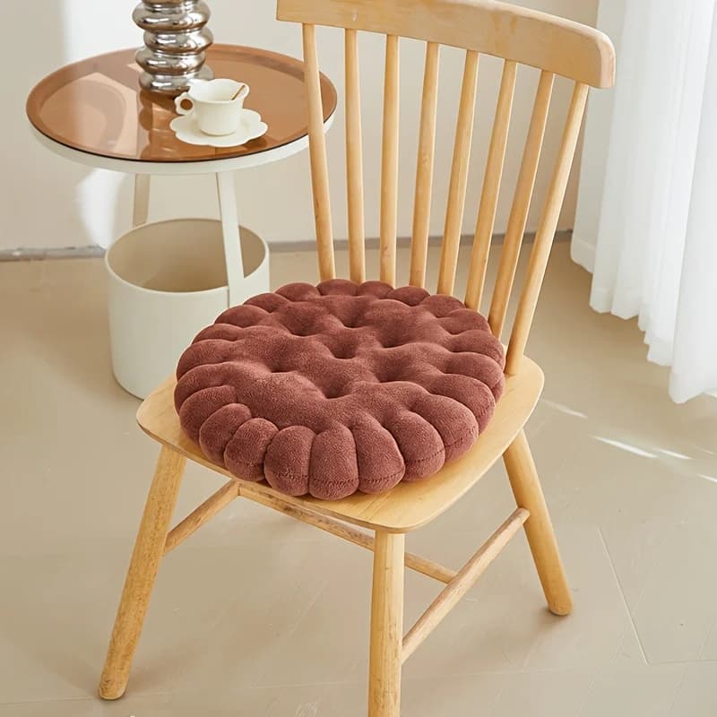 Grand coussin en peluche en forme de Biscuit, coussin de siège de chaise d'oreiller créatif et doux,