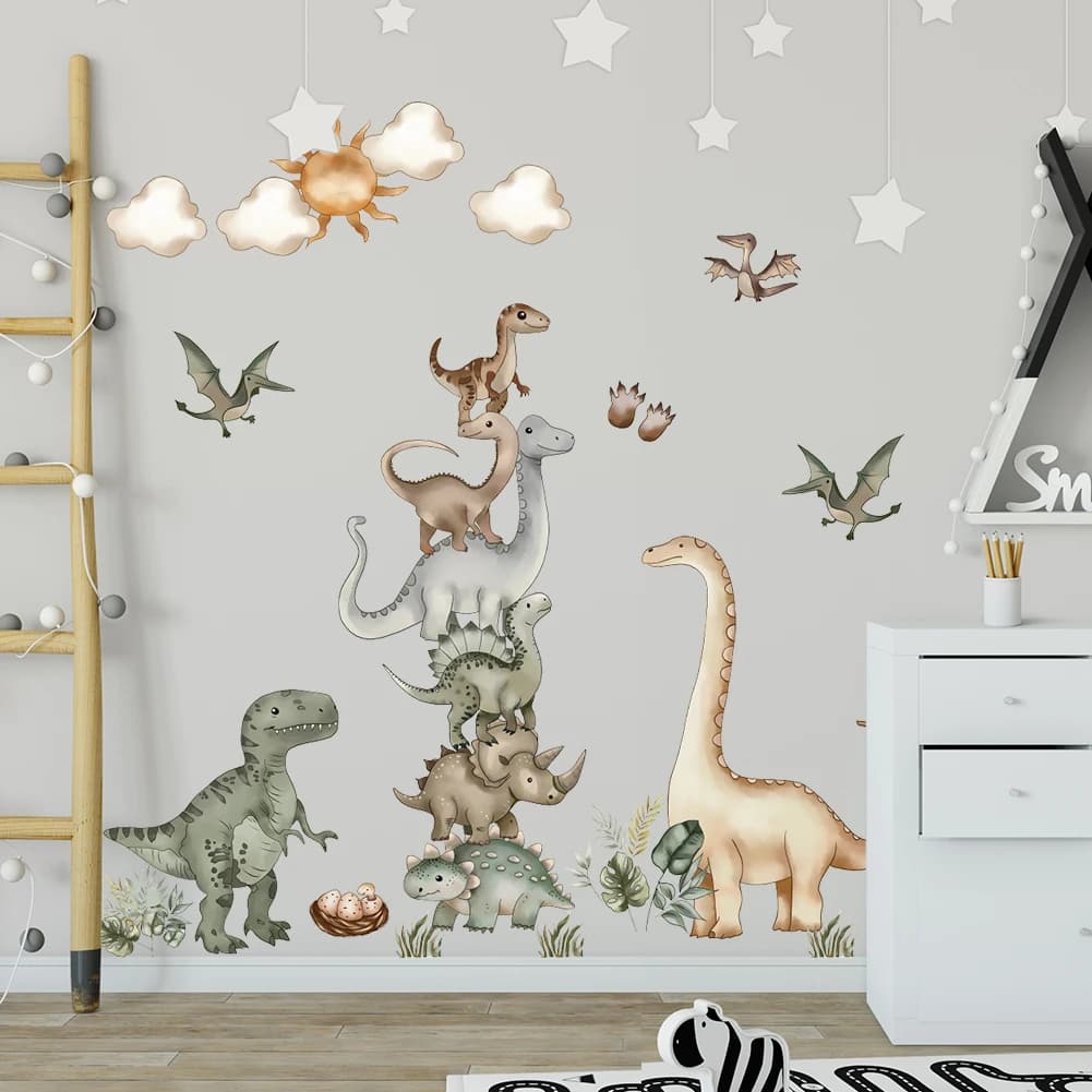 Autocollants muraux de parc de dinosaures, autocollants muraux pour chambre de bébé, chambre à couch