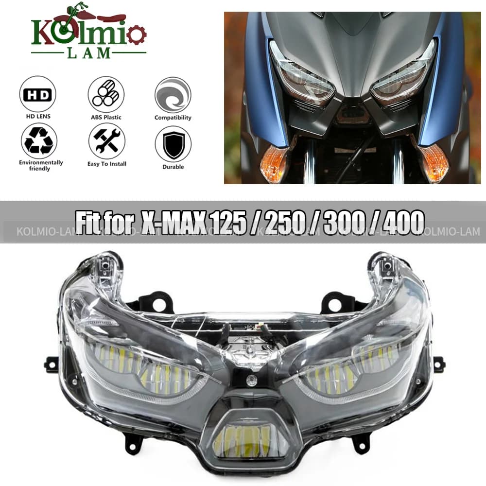 Ensemble de phares de moto adaptés pour 2018 – 2022 XMAX125 XMAX250 XMAX300 X-MAX400 X-MAX 125 250 3