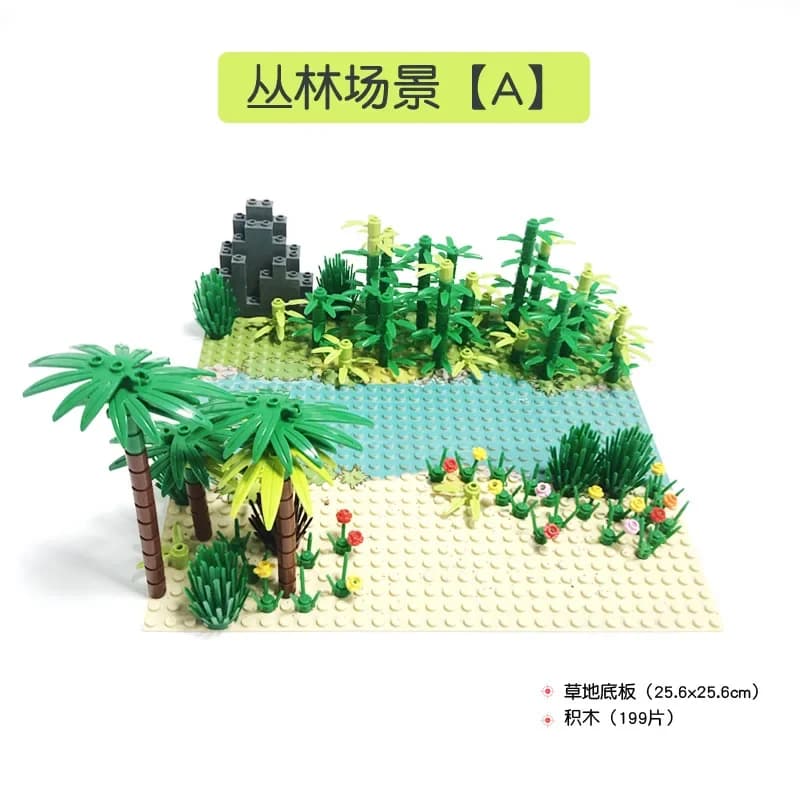 Blocs de construction MOC scène de jungle blocs de construction à petites particules jouet d'assembl