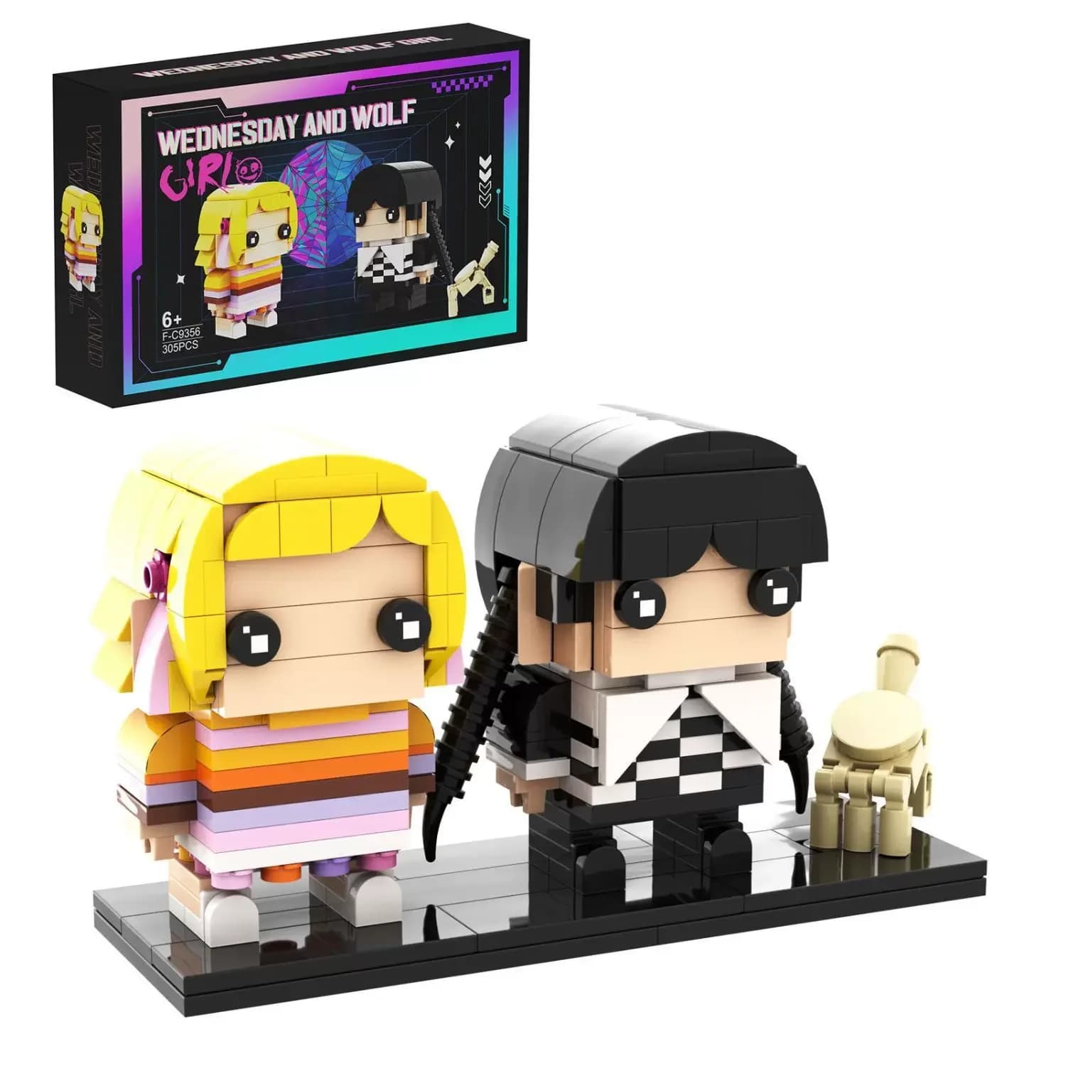 MOC Ideas Devil's Hand Wolf Girl Wednesday Addams et Enid Figurines de film en briques Headz Sets Bl