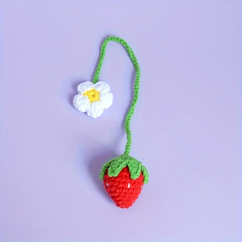 Décoration de voiture mignon fraise fruits décor Crochet rouge/rose fraise voiture suspendus adolesc