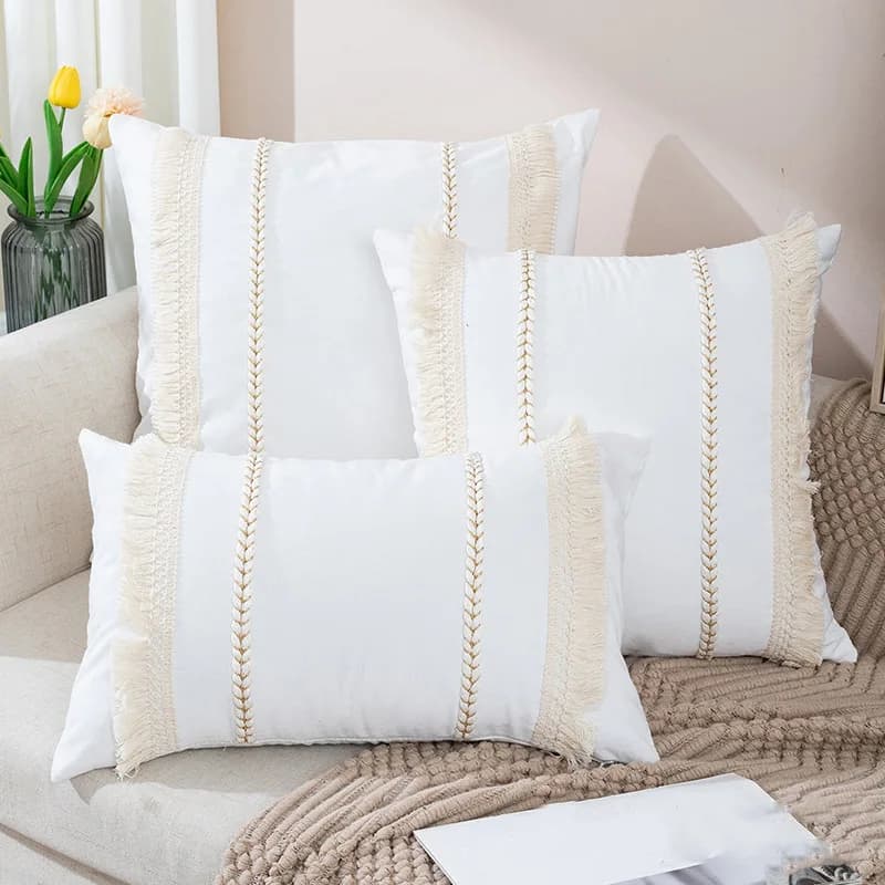 Taie d'oreiller bohème pour salon, canapé, pompon, Macaron, tricoté, décoratif pour la maison, houss