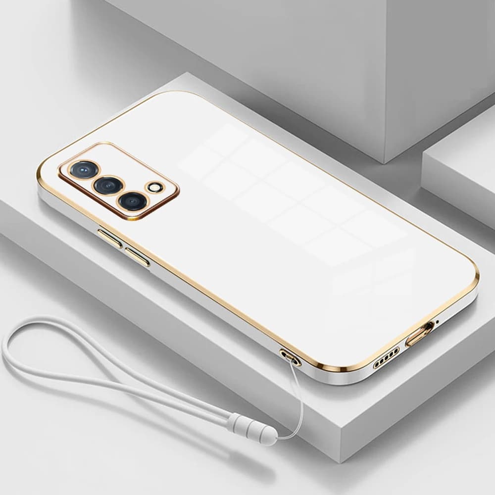 Coque de téléphone plaquée carrée de luxe, coque arrière en silicone antichoc, édition Realme, RMX33