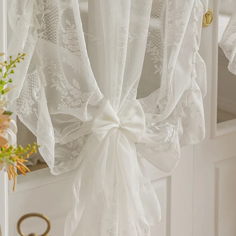 Rideaux en dentelle vintage pour chambre à coucher, casques français, demi-rideaux, rideau de porte