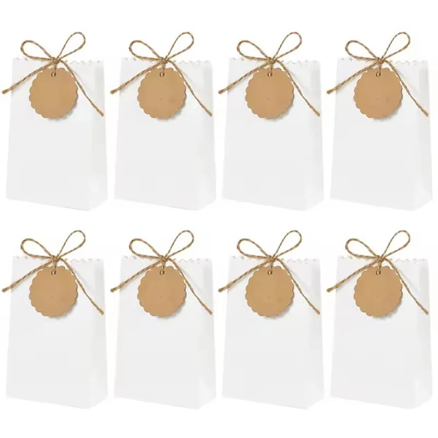10/20/30 pièces rétro papier Kraft bricolage cadeau sac blanc marron Cookie faveur de mariage boîte