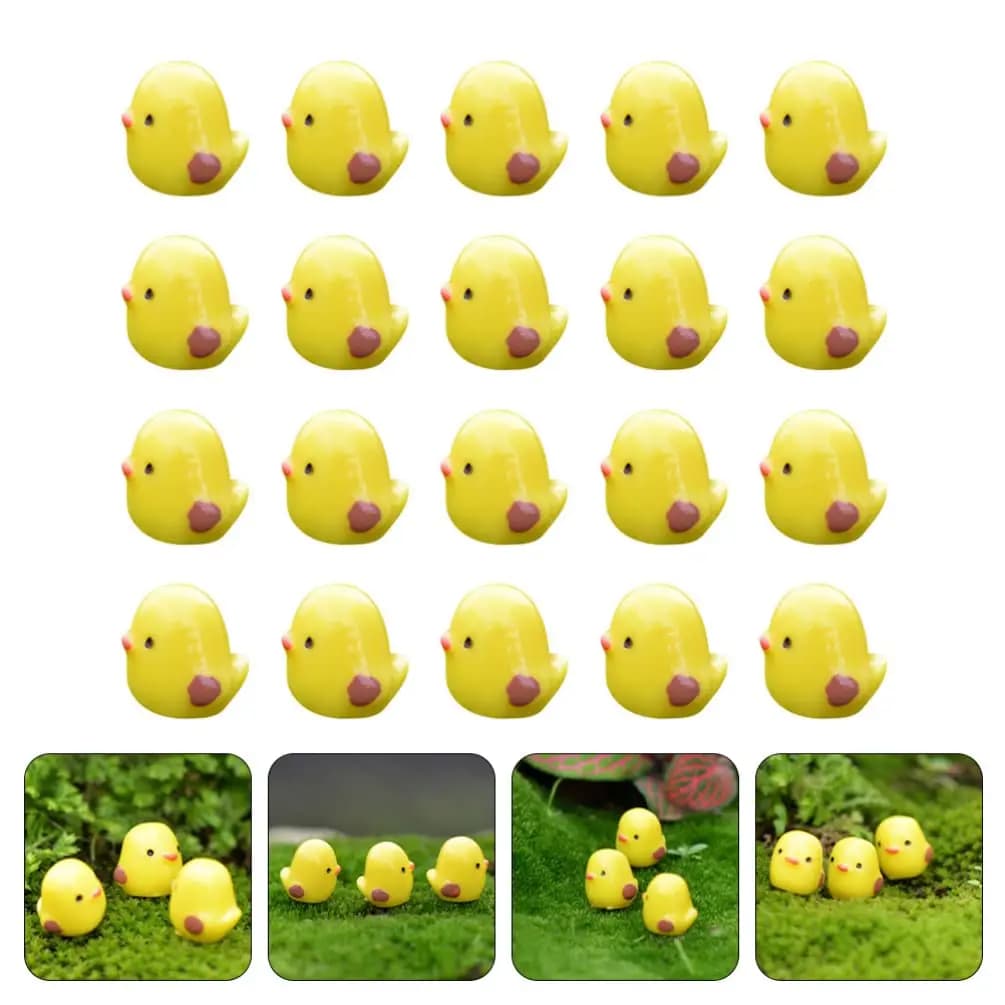 Figurines de petits poussins en résine, 50 pièces, Mini animaux, poulets miniatures pour Micro paysa