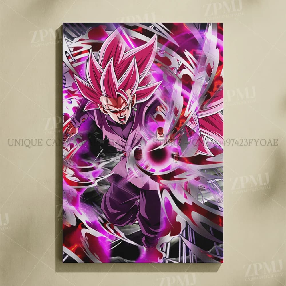 Dragon Ball Super Saiyan Rose Goku noir mur Art toile impression peinture décoration de la maison ph