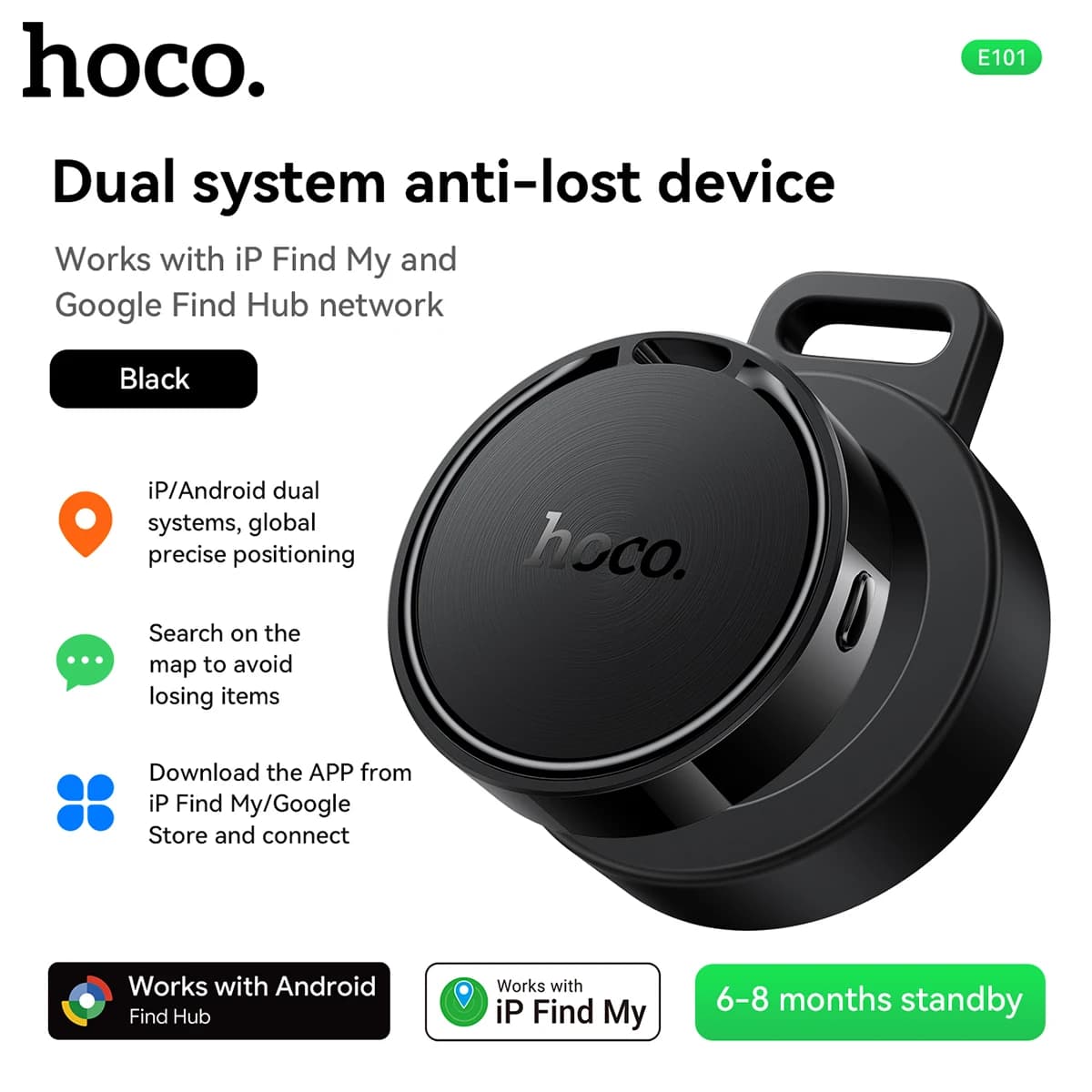 HOCO E101 Airtags pour système IOS et Google Android téléphone portable dispositif Anti-perte locali