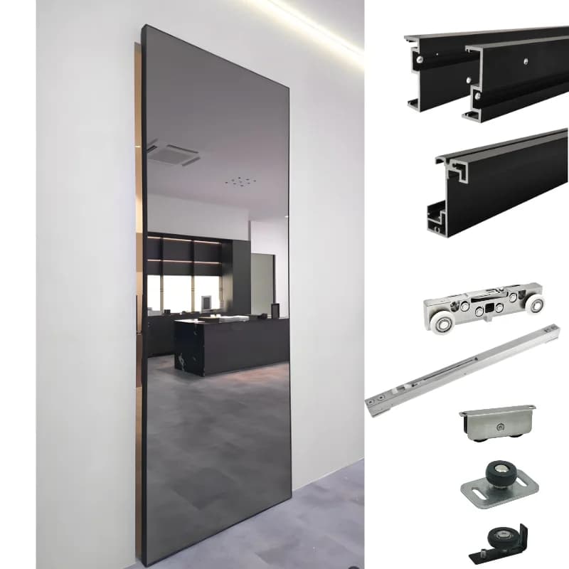 Système de porte coulissante automatique fantôme Invisible, cadre noir, système de porte intérieure