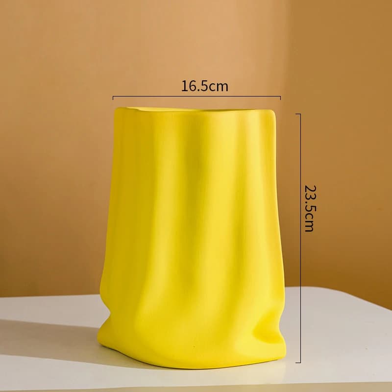 Vase en céramique plissé de style européen, récipient d'arrangement artistique de bureau, décoration