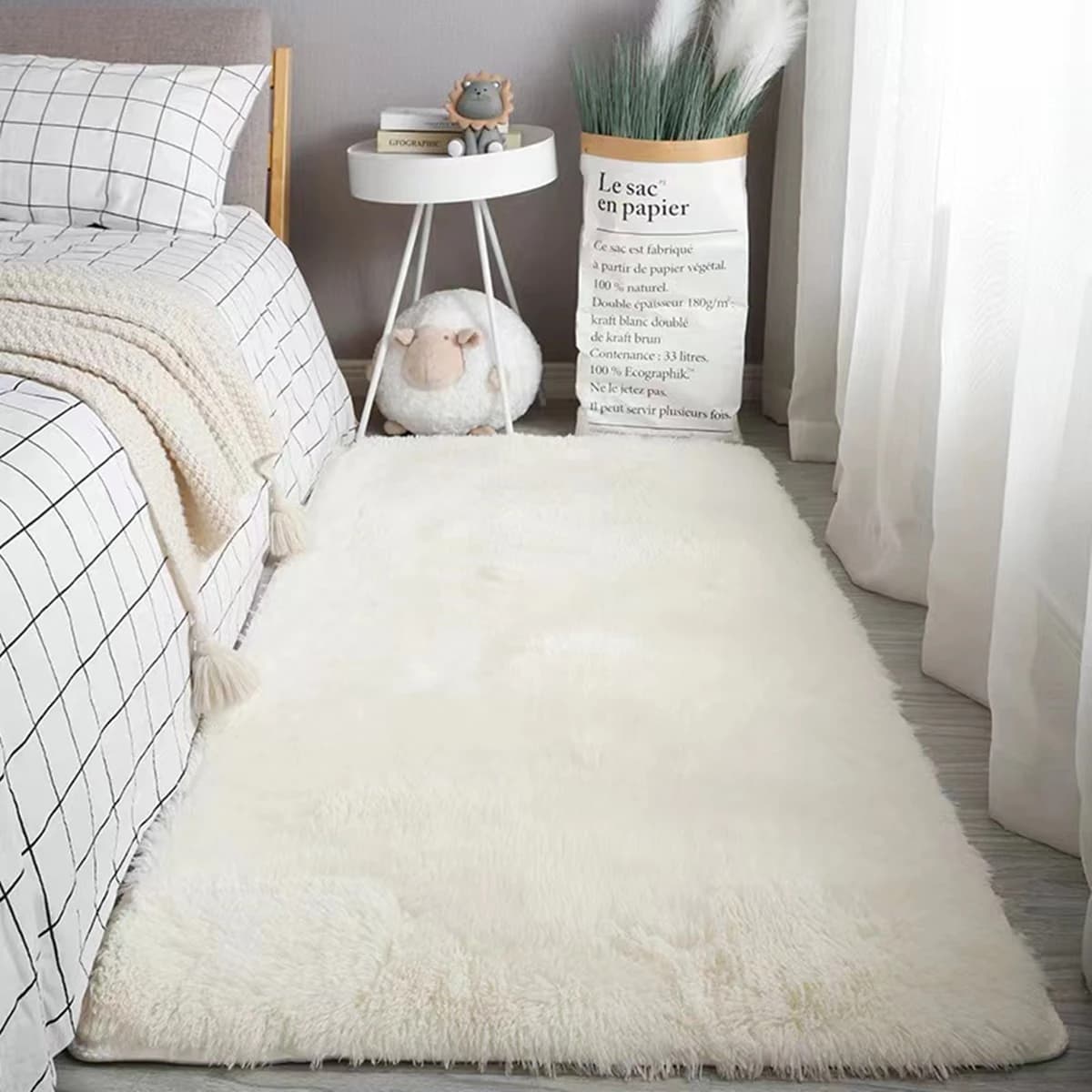 Tapis doux pour chambre à coucher, moelleux, antidérapant, teint par nouage, peluche, doux, Shag, po