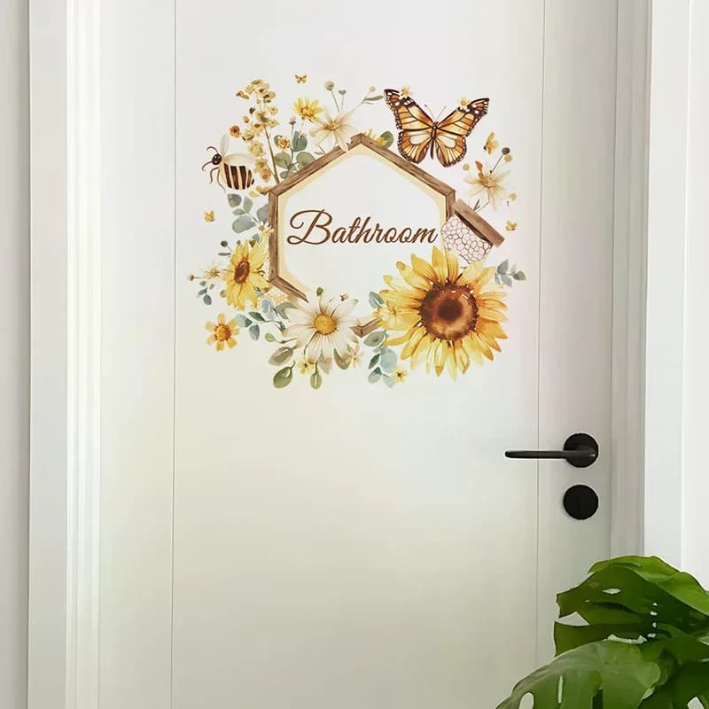 Papier peint avec Slogan anglais, tournesol, papillon, porte de chambre à coucher, décoration de fon