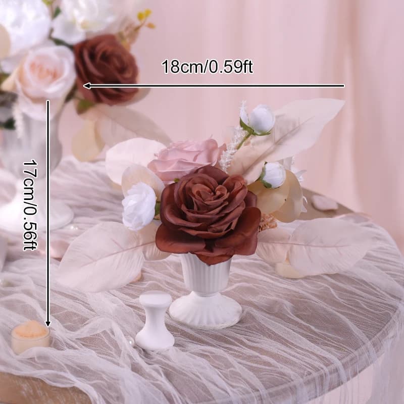 Série de roses Champagne avec tasse de Pampas, Bouquet de fleurs, décor de Table de réception de mar