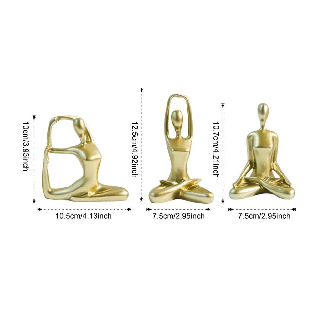 Statue de pose de Yoga, 3 pièces, Sculptures de Yoga en résine, décor de méditation, artisanat de ta