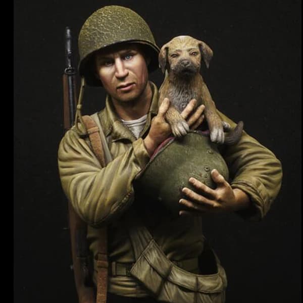 Kit en résine 1/9 US Infantry, 'Saving the dog', buste GK, thème militaire, non enduit, sans couleur