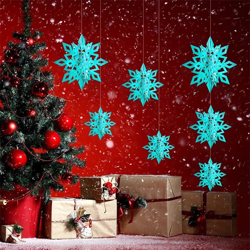 Flocon de neige de noël suspendu, 6 pièces, 15/20/25CM, ornement d'arbre de noël, décoration de mais