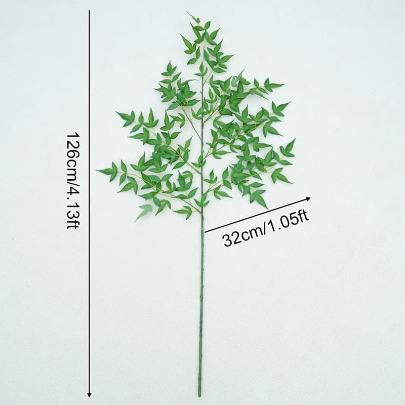 Branche de feuilles de bambou artificielles vertes de 126 cm, décoration de chambre, accessoires de