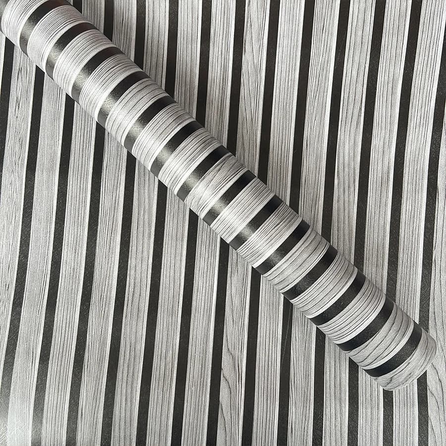 Papier peint auto-adhésif à rayures jaunes et grises, Imitation grille rayée, pour rénovation de meu
