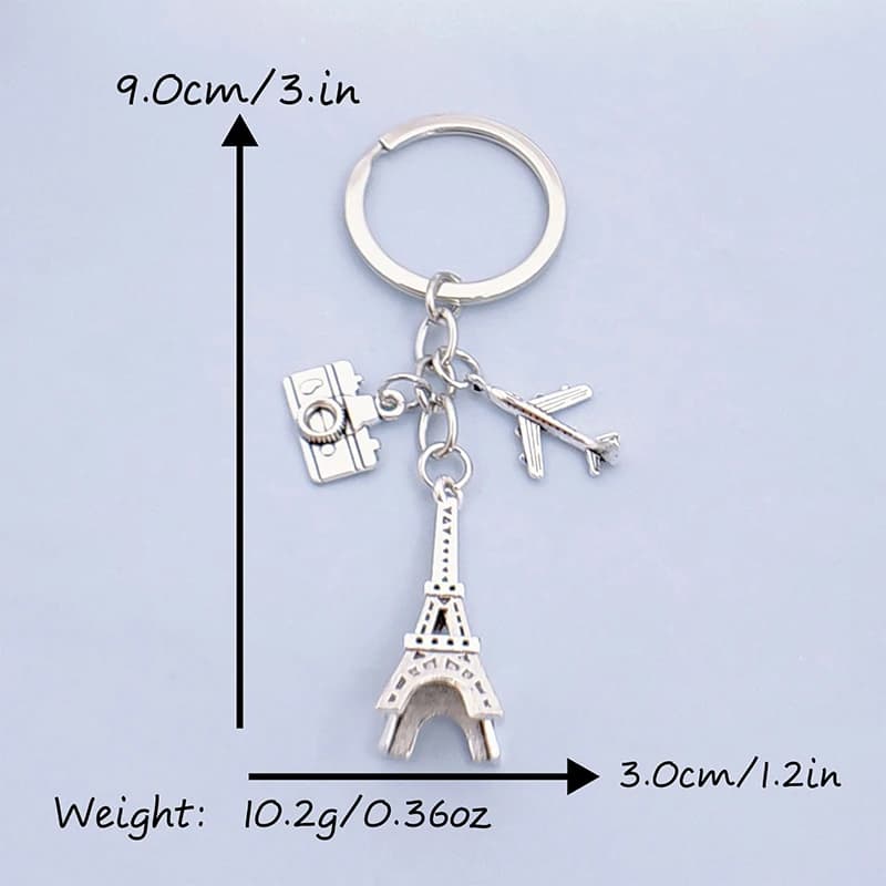 Mini porte-clés tour Eiffel de Paris, joli porte-clés, avion, appareil photo, pendentif de sac, bijo