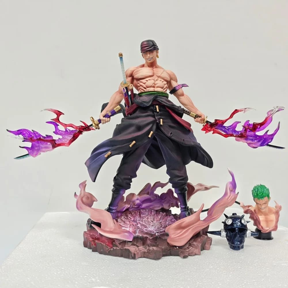 Figurines d'anime One Piece, figurine d'action Roronoa Zoro, 28cm/11.02 pouces, Statue en Pvc, Figur